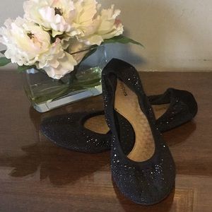 Hush Puppies Size 10 Black Sparkle Ballet Flat